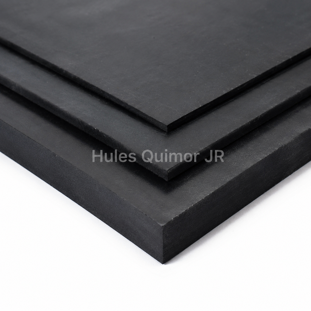 Placas de neopreno comercial (hule SBR) apiladas, corte a medida