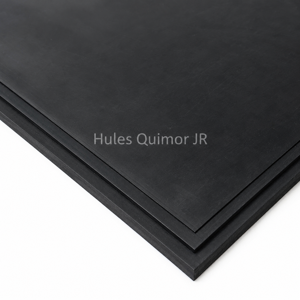 Placa de neopreno comercial negra, vista de canto
