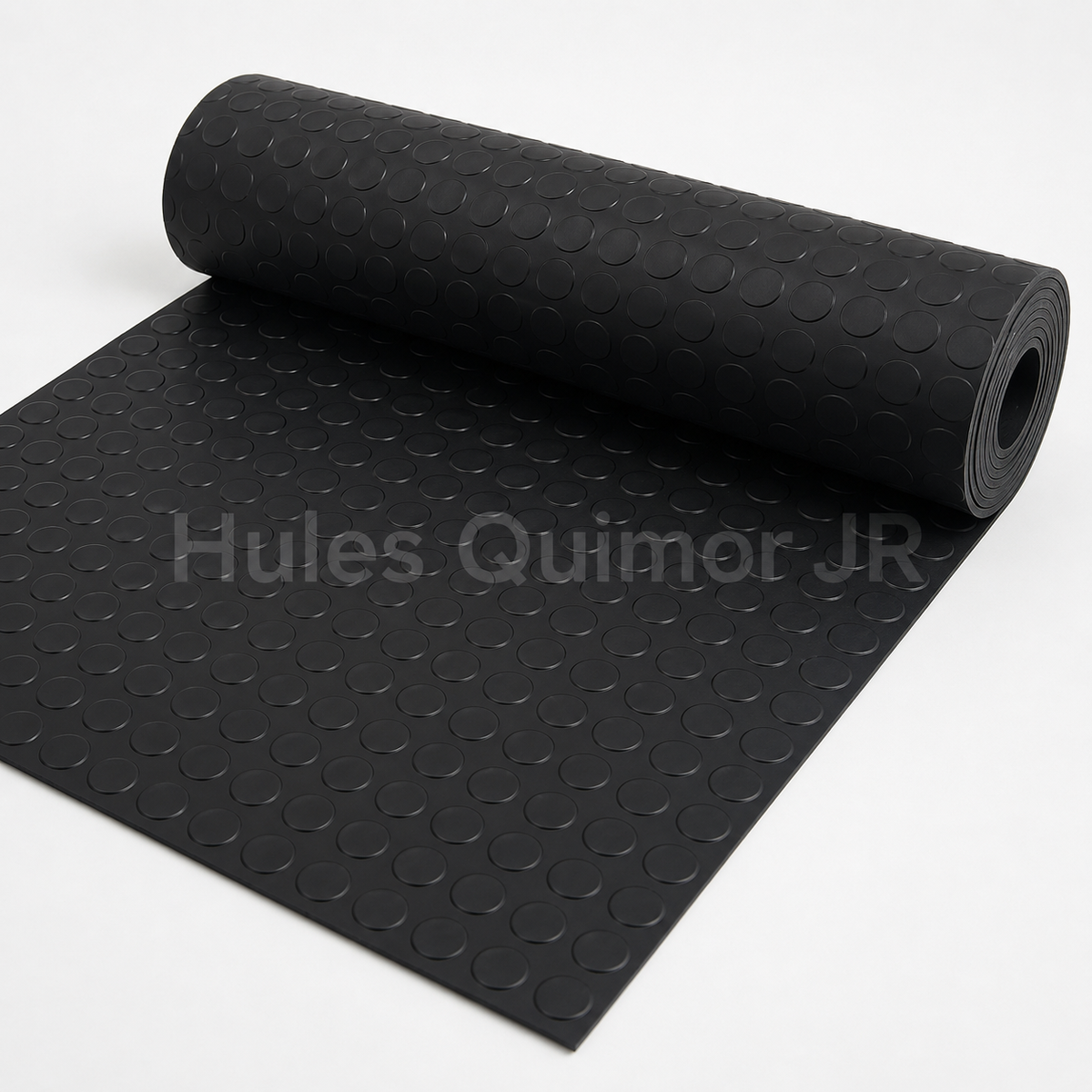 Rollo de piso antiderrapante de hule con textura tachón, Hules Quimor JR